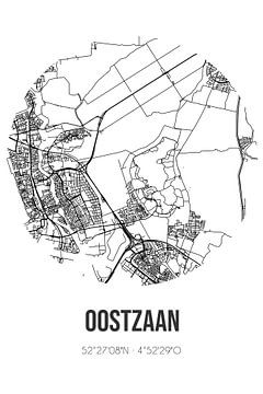 Oostzaan (Noord-Holland) | Carte | Noir et blanc sur Rezona