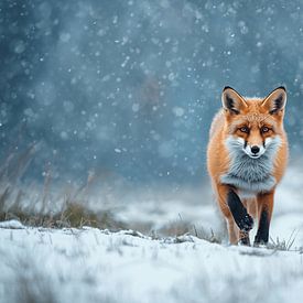 Fox in the snowfall by David Meyer