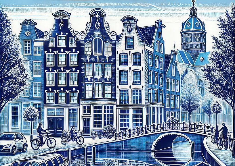 Amsterdam Delft Blue scene by Jaap Ros