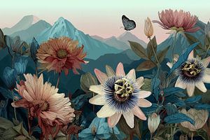 Bergblumen bei Sonnenuntergang Nr. 1