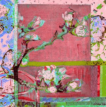 Bloeiend amandeltakje. Inspiratie Vincent van Gogh. ( 4 ) van Ineke de Rijk