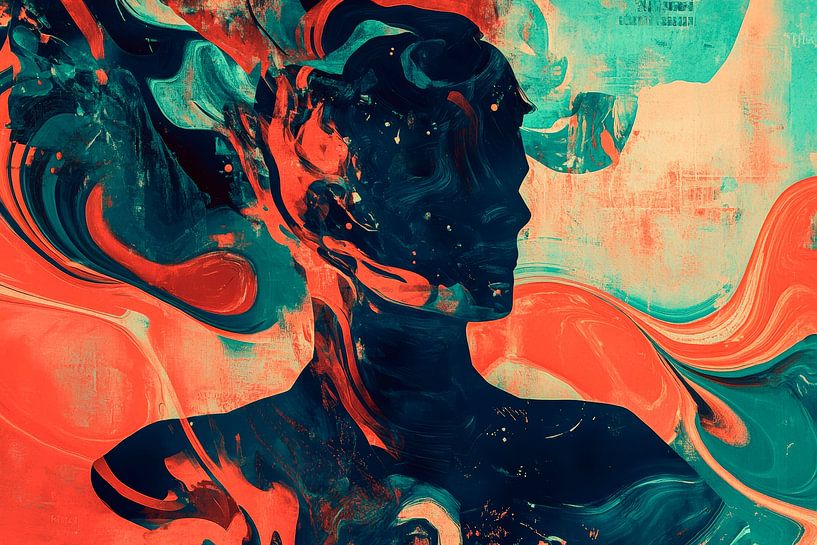 Silhouette colorée dans un tourbillon de liquide par Poster Art Shop