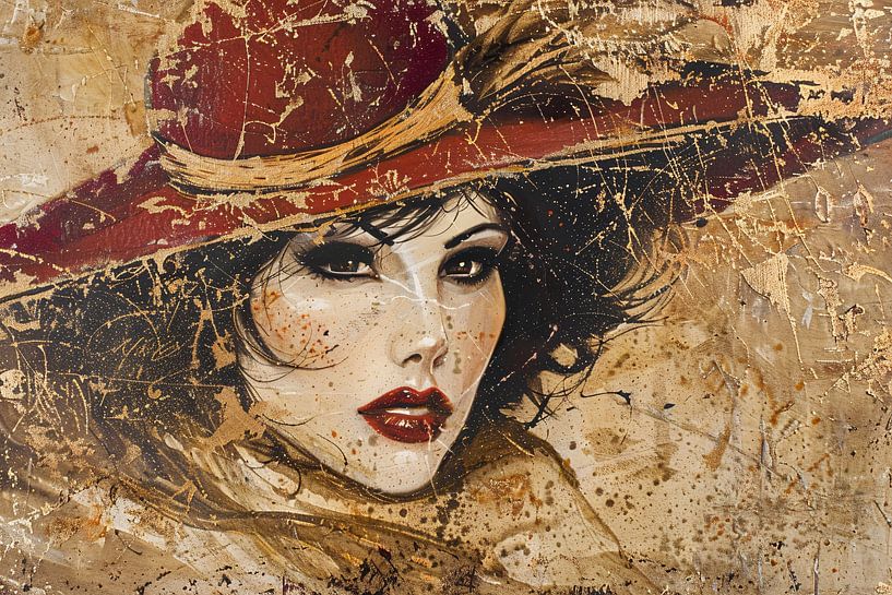 Elegantes Porträt einer Frau mit Hut von Art & Soul Creations