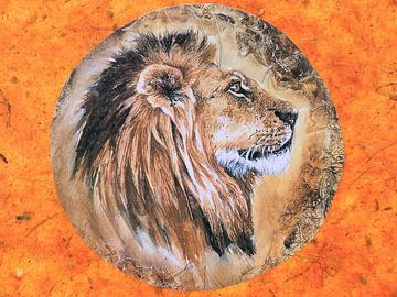Kunstwerk van een leeuw geschilderd rechthoek kunst van Bobsphotography