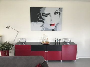 Customer photo: Lady with red lips pop art by anja verbruggen