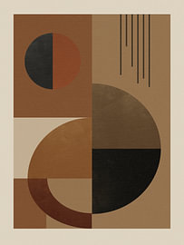 Terracotta Harmony – Abstraktes Bauhaus in warmen Erdtönen von Hilde Remerie – Digitale Kunst, Bauhaus & Fotografie