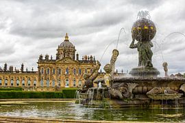 View of Howard castle in Yorkshire with gardens and fountain by Patricia Hofmeester