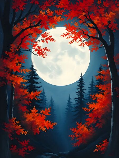 Canopée d'automne au clair de lune par Artistic