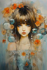 Girl with flowers by haroulita