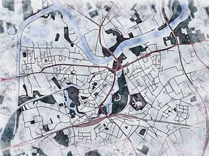 Karte von Dendermonde im stil 'White winter'