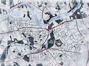 Kaart van Dendermonde in de stijl 'White Winter' van Maporia