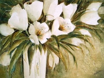 Weiße Tulpen in Vase von Christine Nöhmeier
