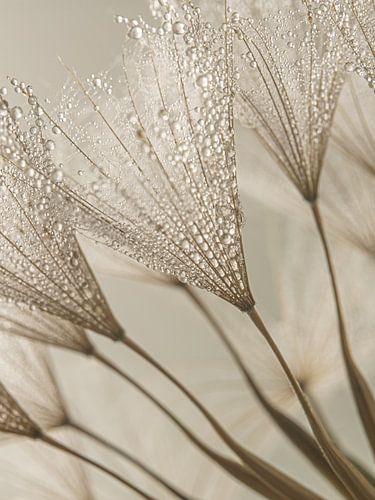 Landelijke sfeertje: Pluisjes met kleine waterdruppeltjes