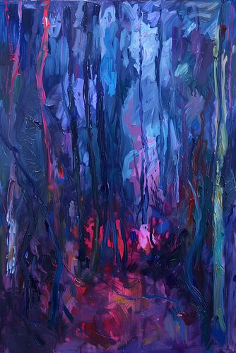 Vibrant Abstract Forest Scene in Rich Colors