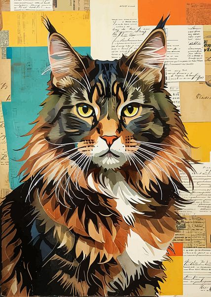 Maine Coon Papier Collage von MIROKKU