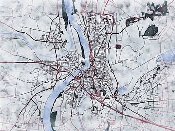 Map of Arles with the style 'White Winter' by Maporia