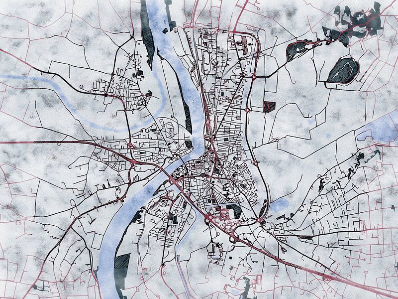 Kaart van Arles in de stijl 'White Winter' van Maporia