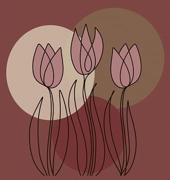 Line art - Tulips by Gisela- Art for You