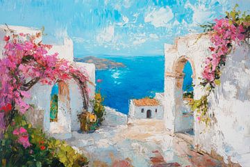 Coastal view with flowers by Poster Art Shop