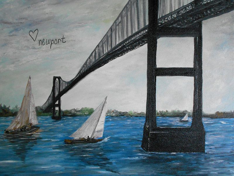 Sailing under the Newport Bridge by Rhonda Clapprood