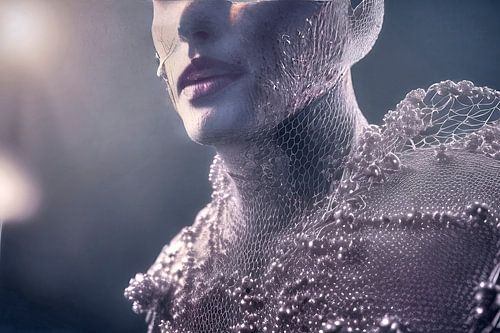 Buitenaards insect - Abstract gezicht met mesh overlay