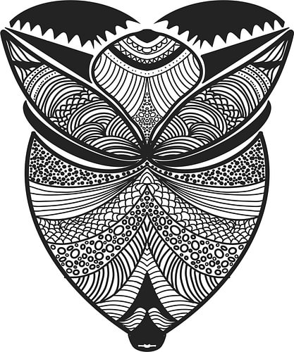 Black and White Intricate Zentangle Butterfly Mandala