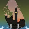 Sherlock Holmes - Vintage-Poster mit London von Roger VDB