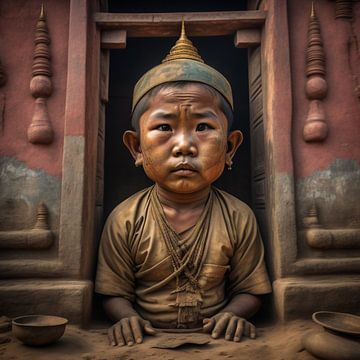 Klein jongetje in Myanmar van Gert-Jan Siesling