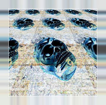 Steel Blue Skulls van Nicky`s Prints