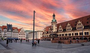 Leipziger Marktplatz mit Rathaus im Osten Deutschlands
