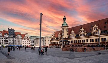 Marktplein van Leipzig met stadhuis in Oost-Duitsland van Animaflora PicsStock