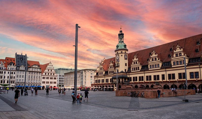 La place du marché de Leipzig avec l'hôtel de ville dans l'est de l'Allemagne par Animaflora PicsStock
