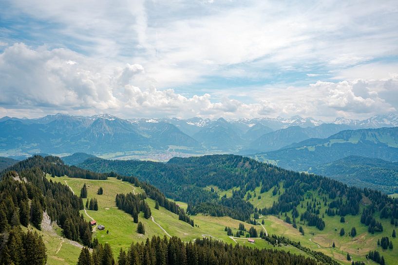 View over the Oberallgäu to Oberstdorf and the Allgäu Alps from Besler on the Riedberg Pass by Leo Schindzielorz