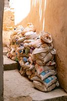 Coloured bags at the street market in Morocco | colourful travel photography