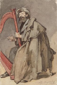 Man met harp, Alfred Cluysenaar, 1868 van Atelier Liesjes
