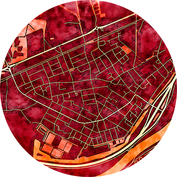 Kaart van Rheden in de stijl 'Amber Autumn' van Maporia