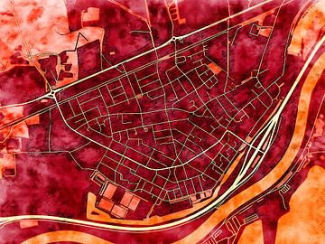 Kaart van Rheden in de stijl 'Amber Autumn' van Maporia