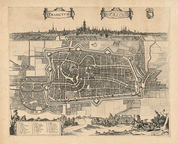 Plattegrond en stadsgezicht van Utrecht de Domstad van ca 1657 van Gert Hilbink