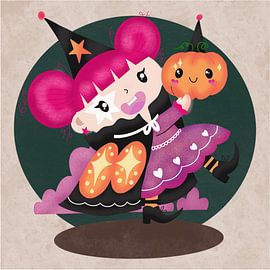 Kleines Mädchen mit benutzerdefinierten halloween und bringen Kürbis von riz_studio