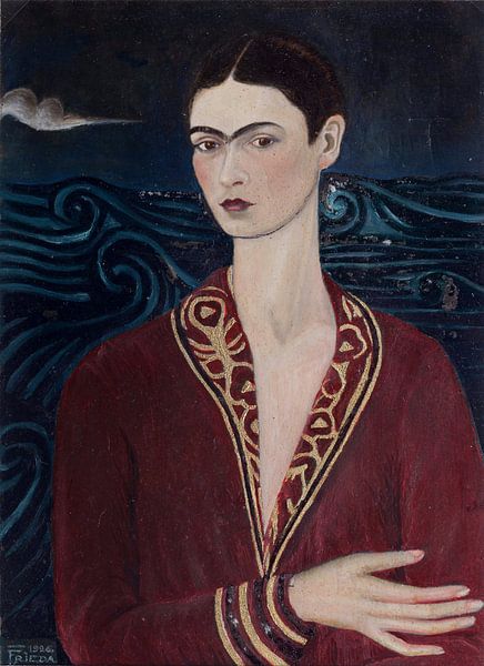 Frida, Self-portrait in a velvet dress, 1926 by Atelier Liesjes