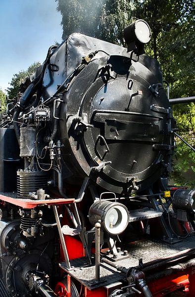 Old black steam locomotive in front view by MPfoto71