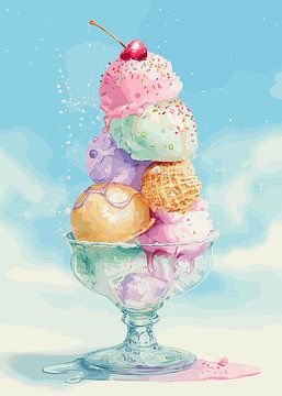 Bunte Eisturm-Dessert-Illustration von Pixelbull Design
