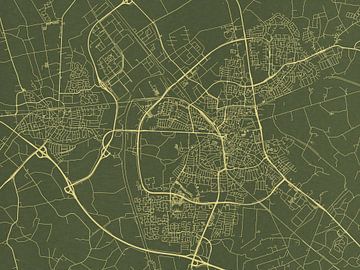 Kaart van Almelo in Groen Goud van Map Art Studio