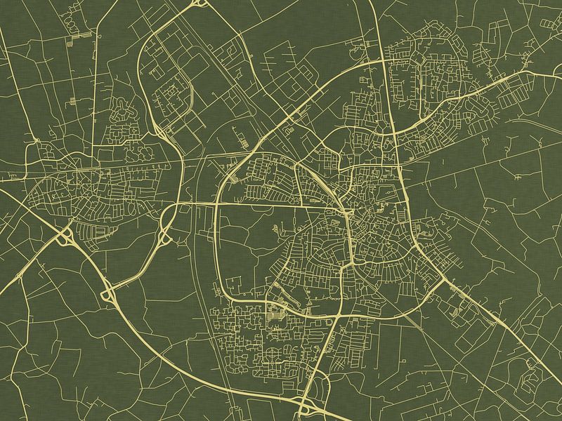 Map of Almelo in Green Gold by De Kaartenwinkel
