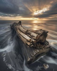 Baum am Meer im Abendrot