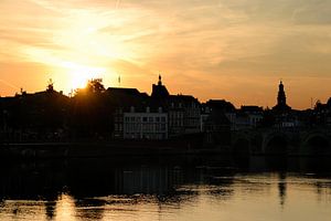 Sunset at the river Maas in Maastricht