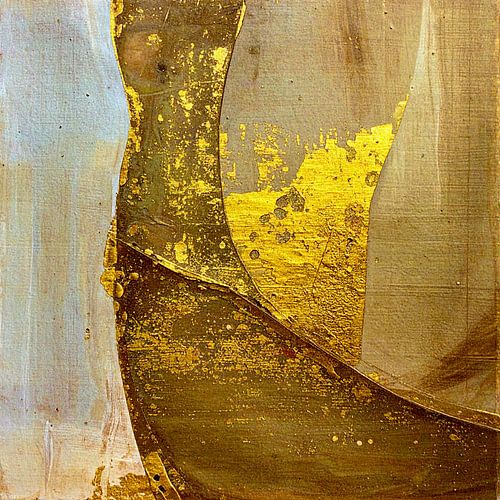 Abstracte sfeervolle industriële kunst  in goud en aardetinten