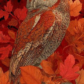 Gedetailleerd portret van een uil in de herfst van Pixelbull Design