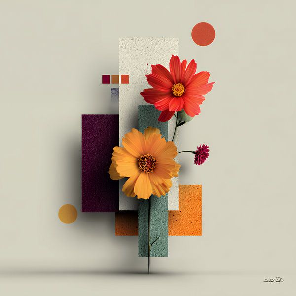 Abstract with flowers by Gelissen Artworks
