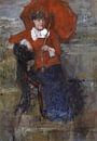 James Ensor. Dame mit rotem Sonnenschirm von 1000 Schilderijen Miniaturansicht